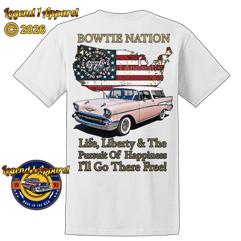 1957 Chevrolet Bel Air Nomad Bowtie Nation T-Shirt – 57 Chevy Classic Car Graphic Tee