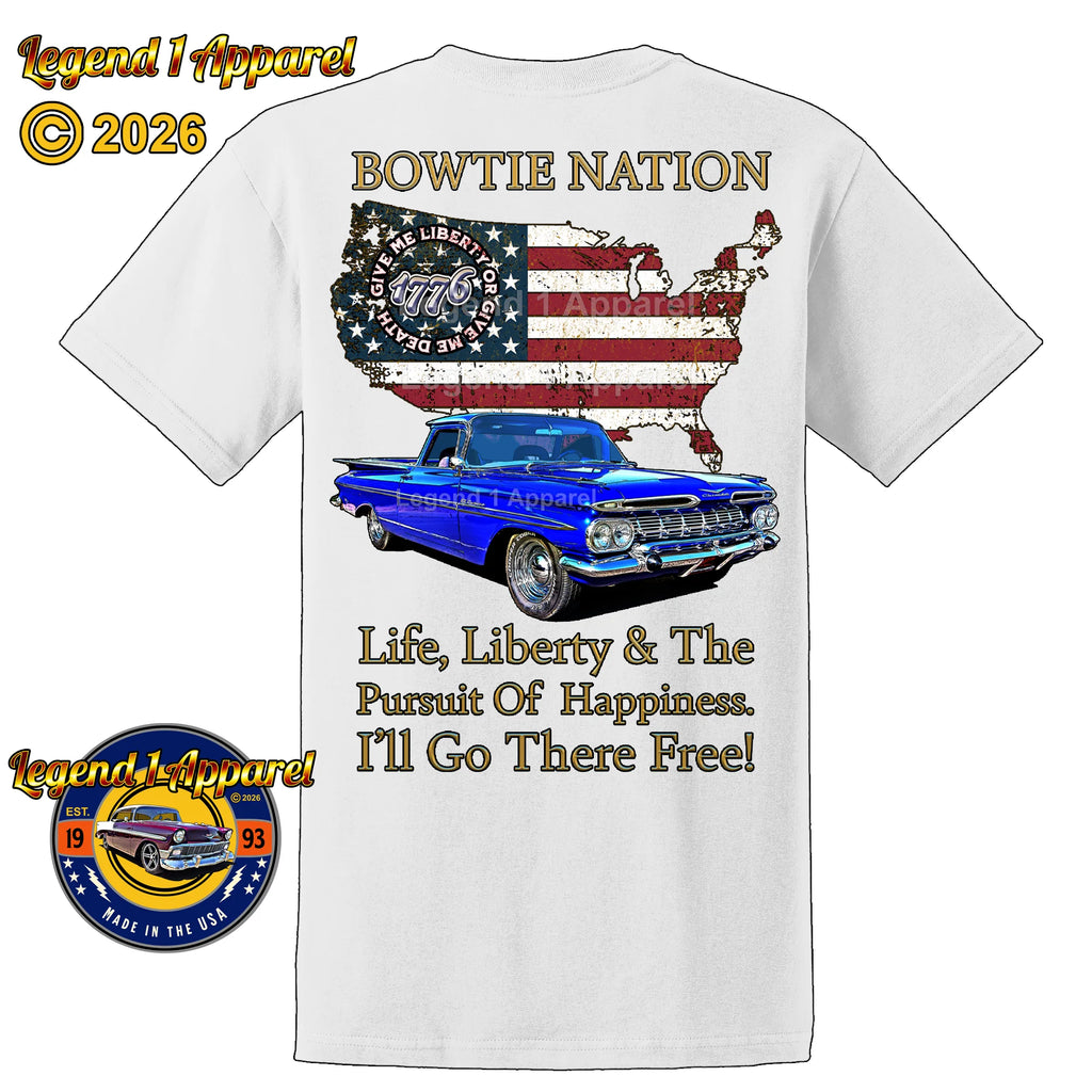 1959 Chevrolet El Camino Bowtie Nation T-Shirt – 59 Chevy Classic Truck Graphic Tee