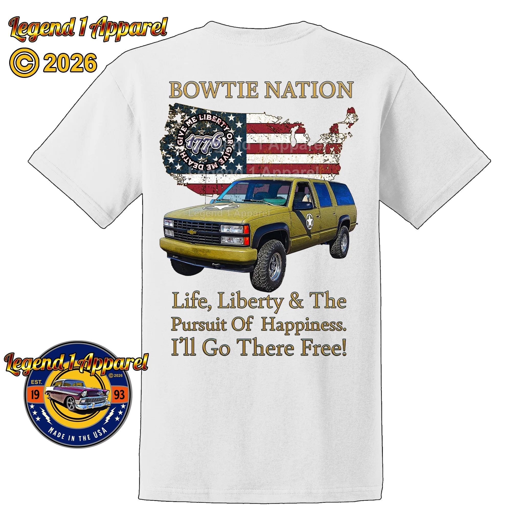 1993 Chevrolet Suburban K1500 Bowtie Nation T-Shirt – 93 Chevy Classic Truck Graphic Tee