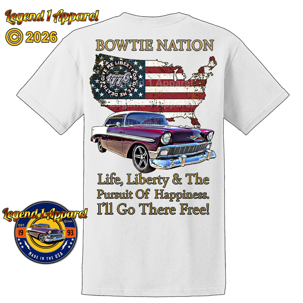 1956 Chevrolet Bel Air Bowtie Nation T-Shirt – 56 Chevy Classic Car Graphic Tee