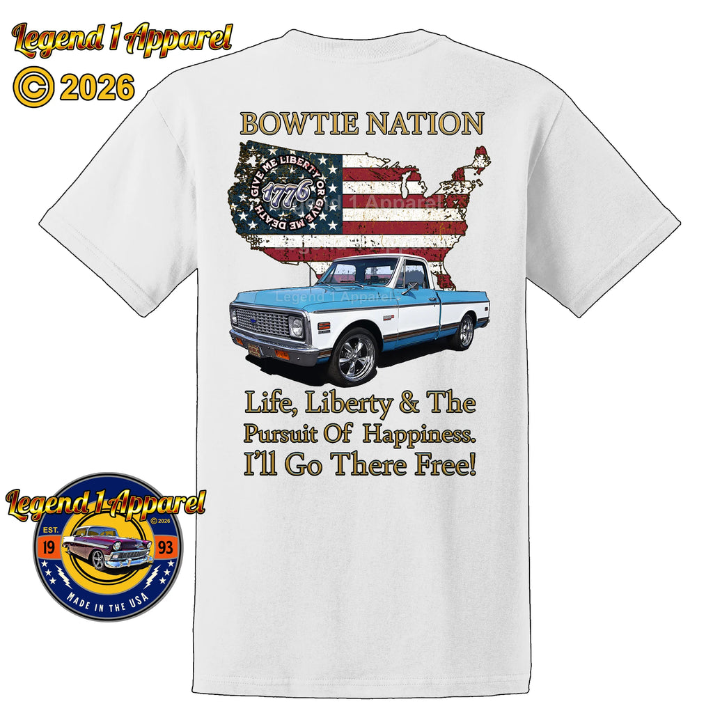 1972 Chevrolet Pick Up Truck Bowtie Nation T-Shirt – 72 Chevy Classic Truck Graphic Tee