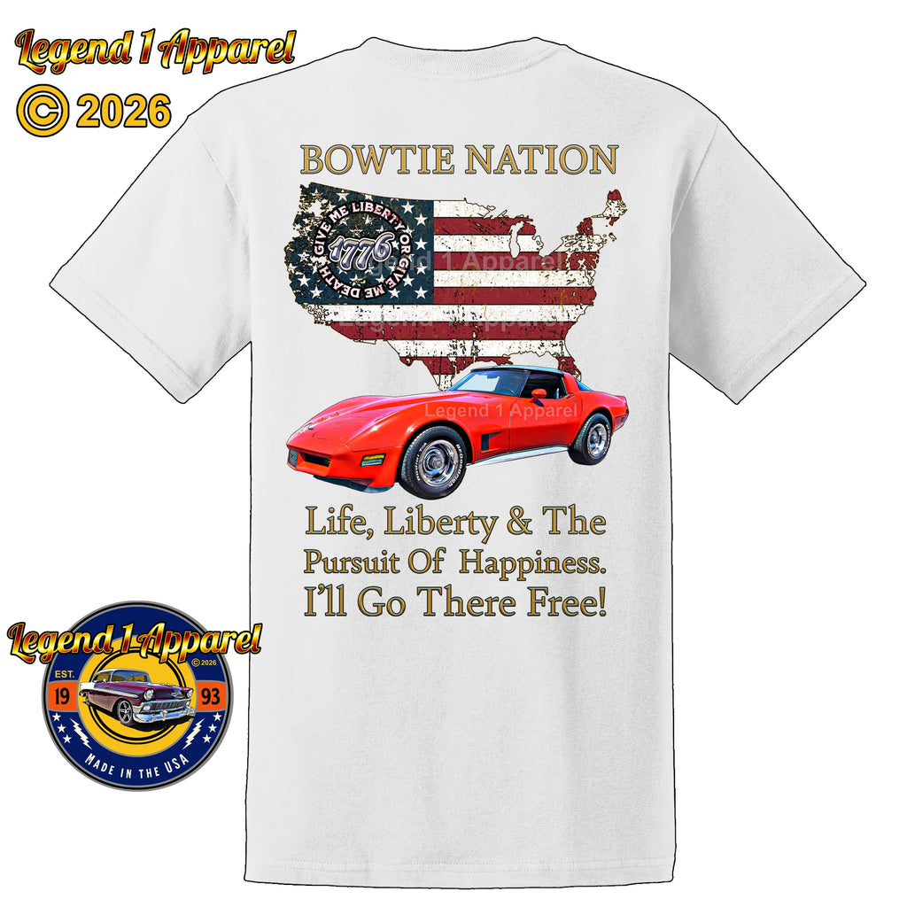 1980 Chevrolet C3 Corvette Bowtie Nation T-Shirt – 80 Chevy Classic Car Graphic Tee