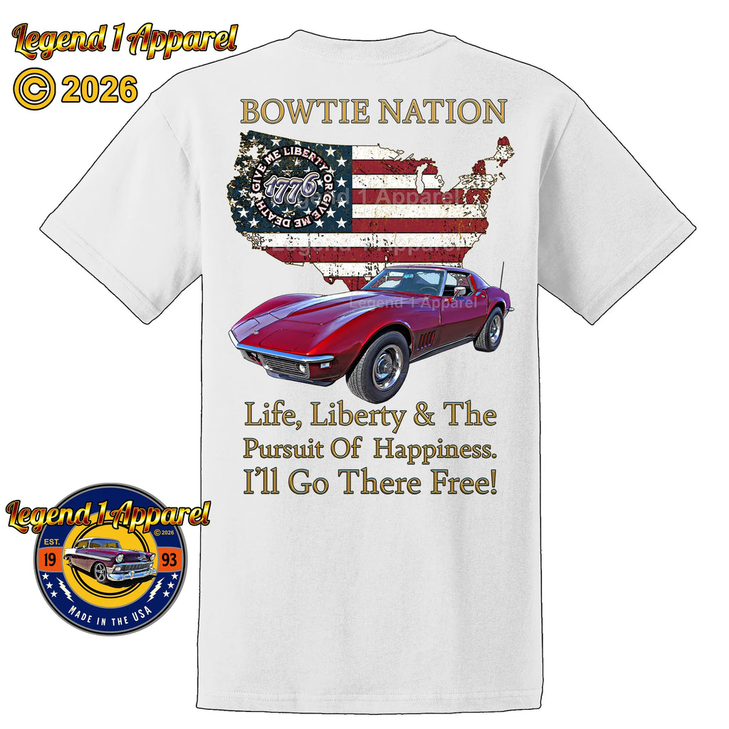 1969 Chevrolet C3 Corvette Bowtie Nation T-Shirt – 69 Chevy Classic Car Graphic Tee