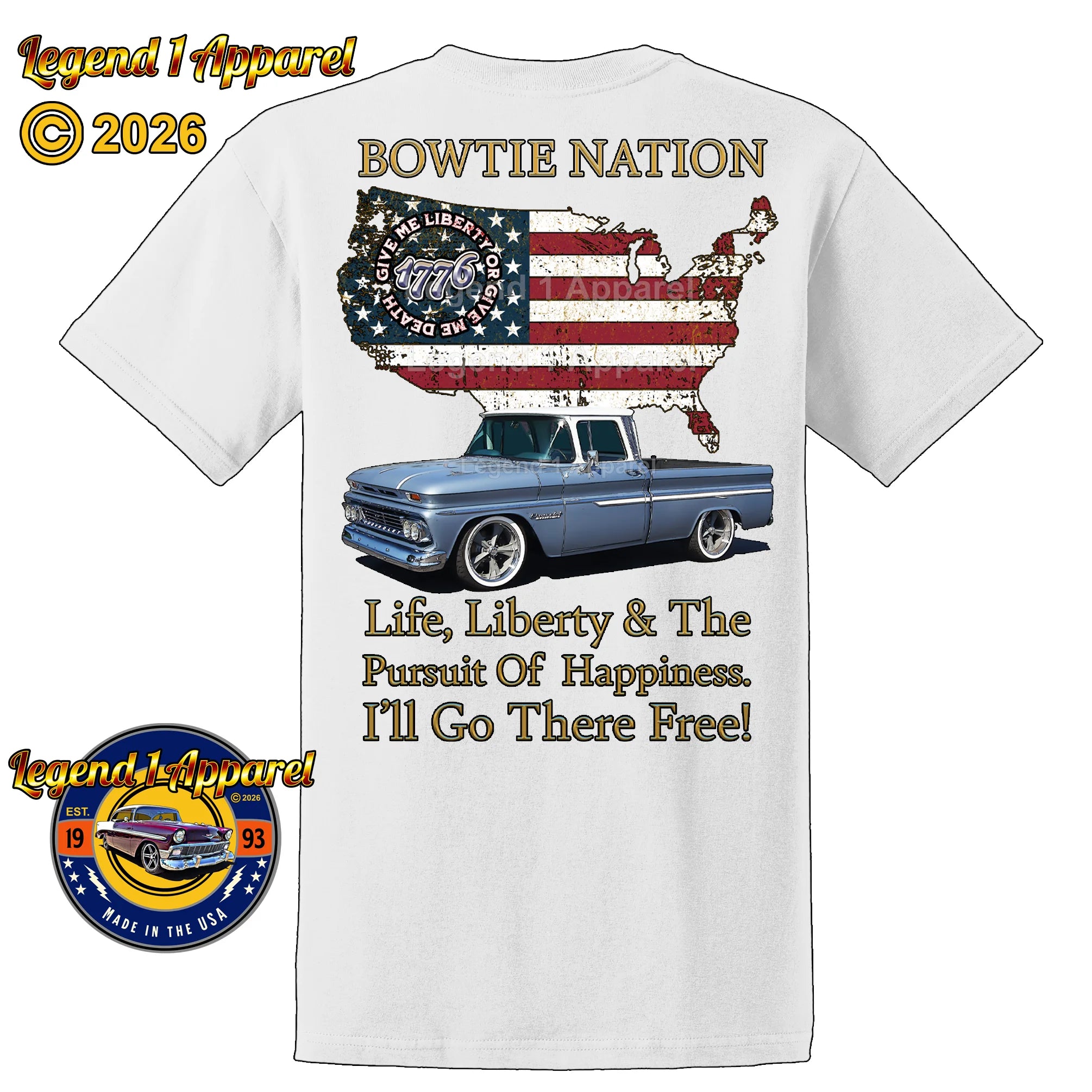 1960 Chevrolet Apache Pick Up Truck Bowtie Nation T-Shirt – 60 Chevy Classic Truck Graphic Tee