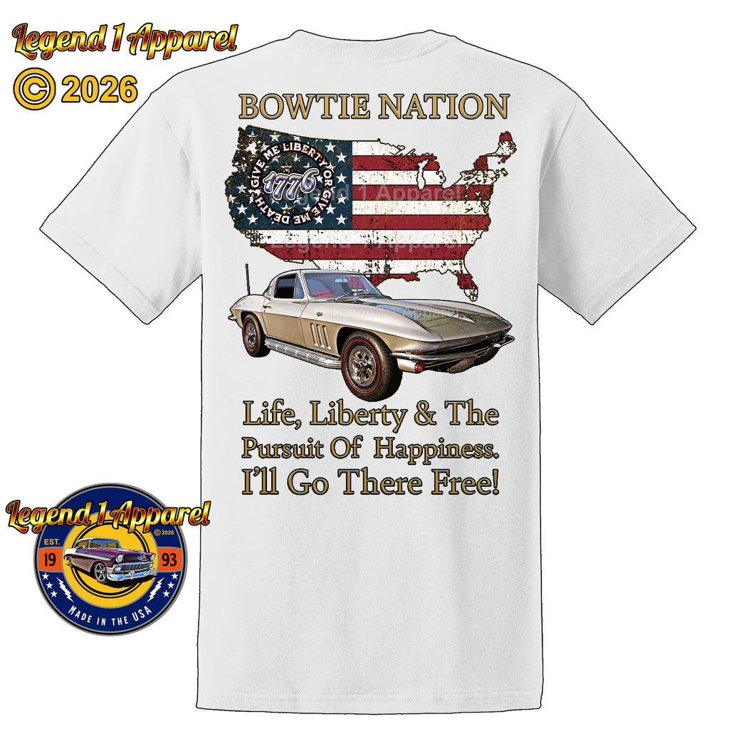 1965 Chevrolet C2 Corvette Bowtie Nation T-Shirt – 65 Chevy Classic Car Graphic Tee