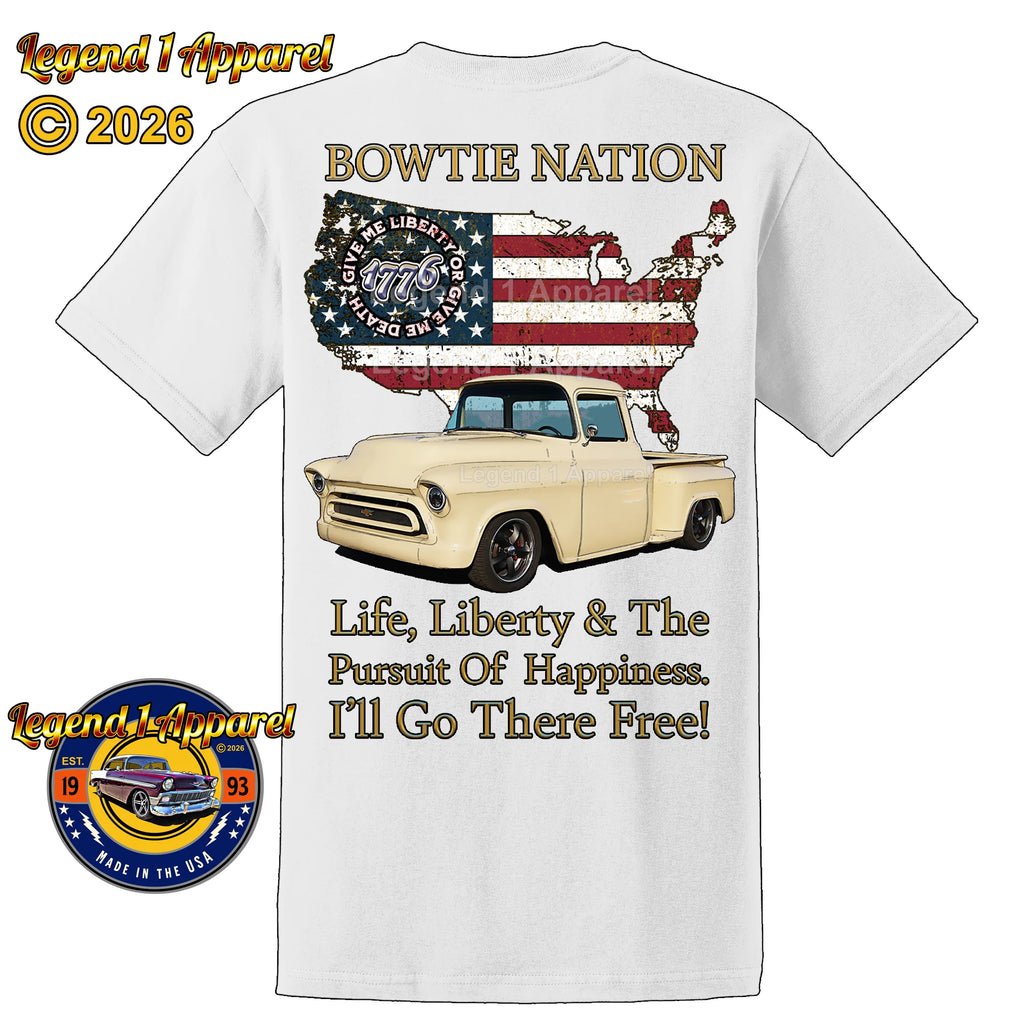 1957 Chevrolet Pick Up Truck Bowtie Nation T-Shirt – 57 Chevy Classic Truck Graphic Tee