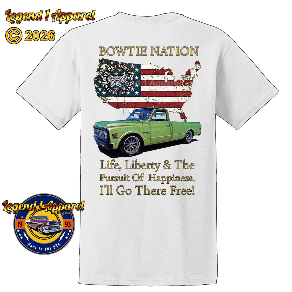 1972 Chevrolet C10 Pick Up Truck Bowtie Nation T-Shirt – 72 Chevy Classic Truck Graphic Tee