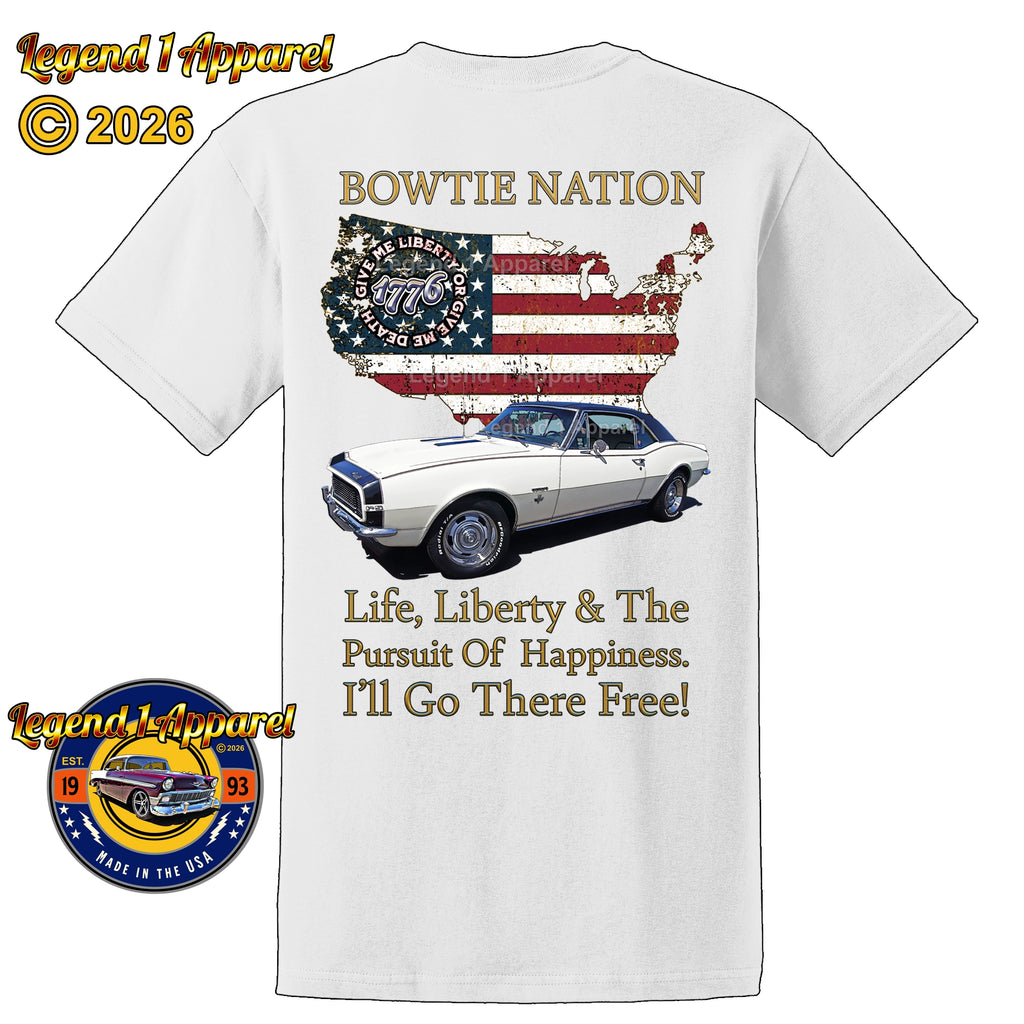 1967 Chevrolet Camaro Bowtie Nation T-Shirt – 67 Chevy Classic Car Graphic Tee