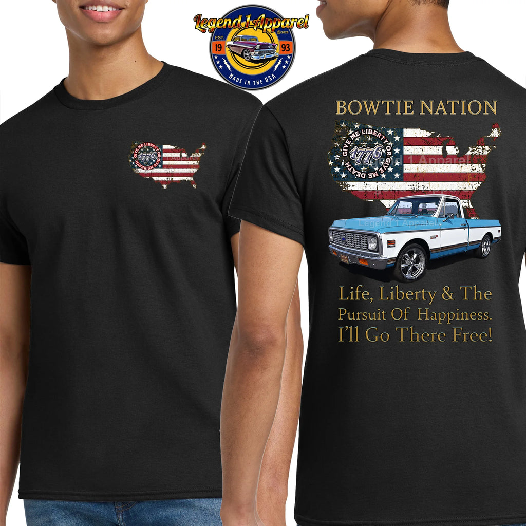 1972 Chevrolet Pick Up Truck Bowtie Nation T-Shirt – 72 Chevy Classic Truck Graphic Tee