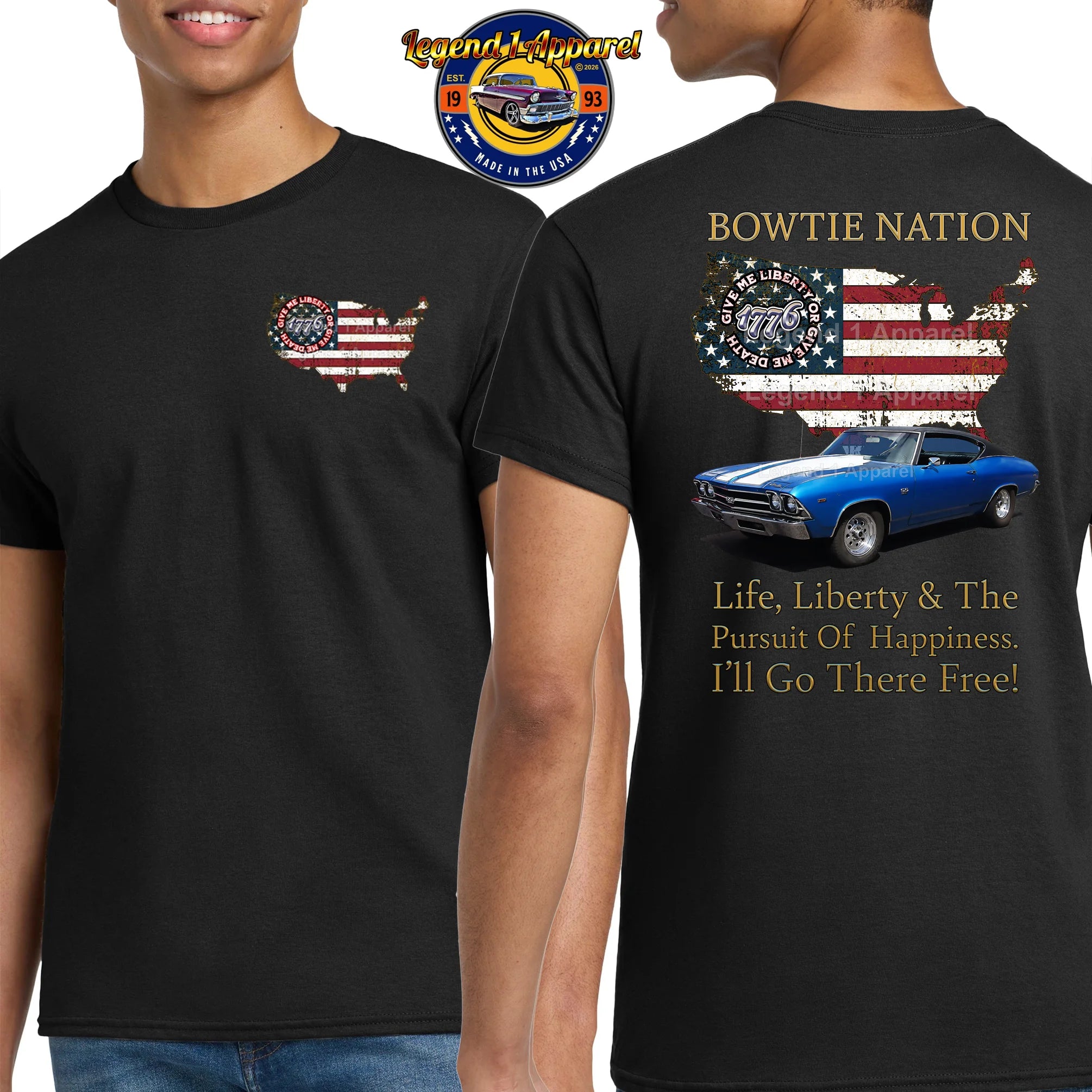 1969 Chevrolet Chevelle SS Bowtie Nation T-Shirt – 69 Chevy Classic Car Graphic Tee