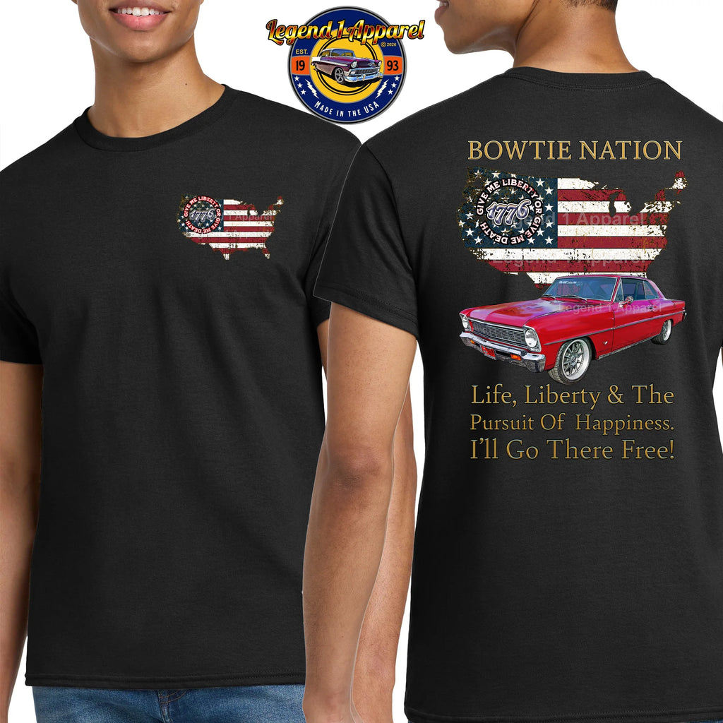 1966 Chevrolet Nova SS Bowtie Nation T-Shirt – 66 Chevy Classic Car Graphic Tee