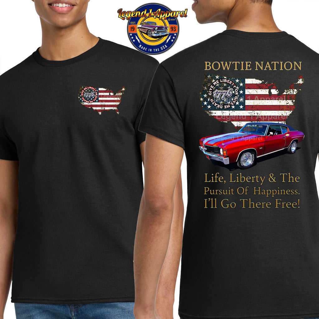 1972 Chevrolet Chevelle Convertible SS Bowtie Nation T-Shirt – 72 Chevy Classic Car Graphic Tee