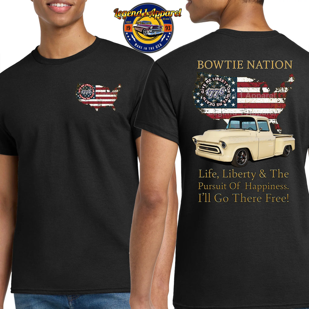 1957 Chevrolet Pick Up Truck Bowtie Nation T-Shirt – 57 Chevy Classic Truck Graphic Tee