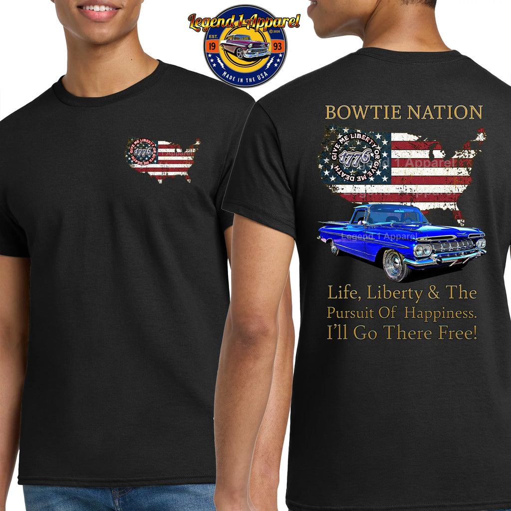 1959 Chevrolet El Camino Bowtie Nation T-Shirt – 59 Chevy Classic Truck Graphic Tee