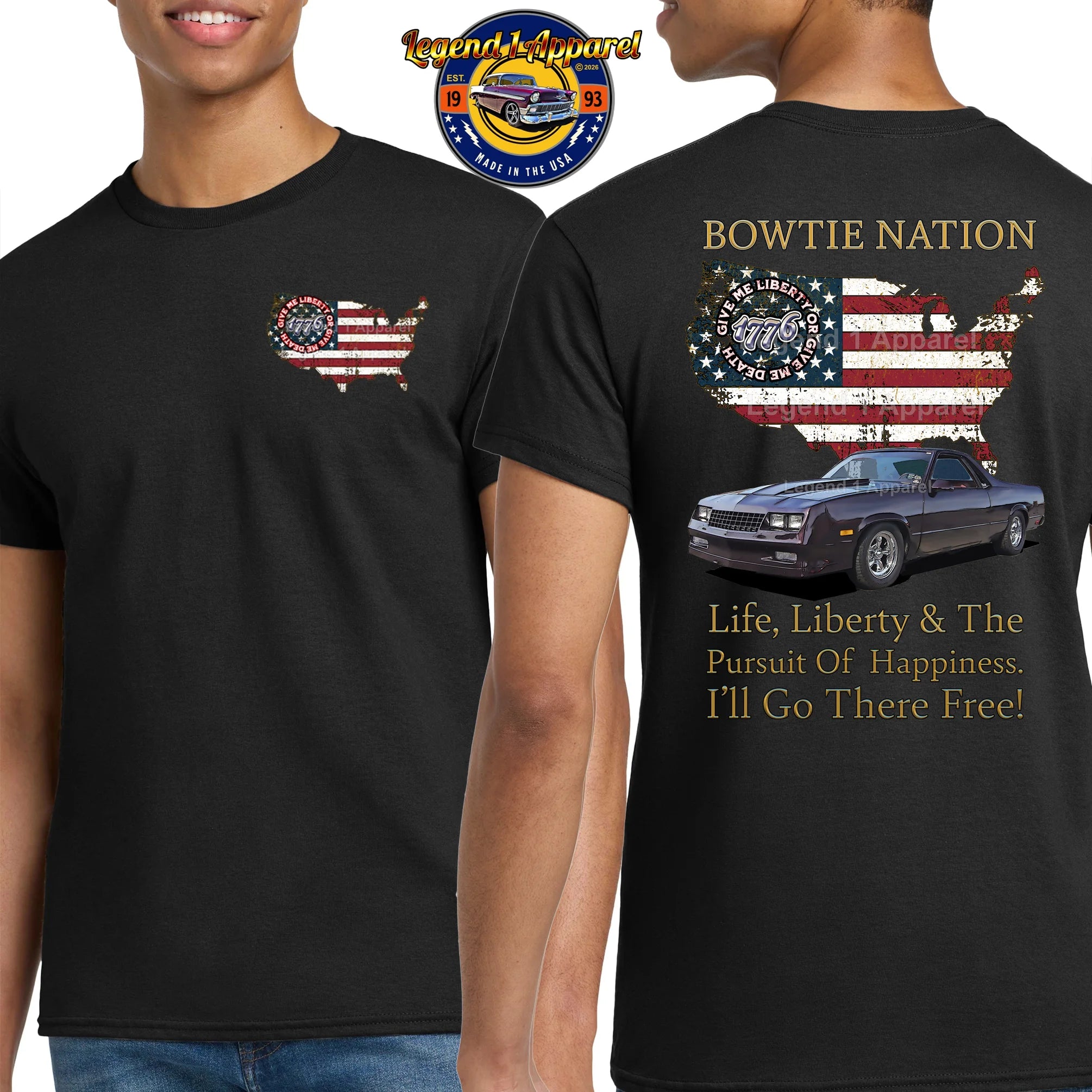 1983 Chevrolet El Camino SS Bowtie Nation T-Shirt – 83 Chevy Classic Truck Graphic Tee