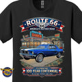1968 Ford Mustang GT Classic Car Graphic Tee – Route 66 Centennial T-Shirt