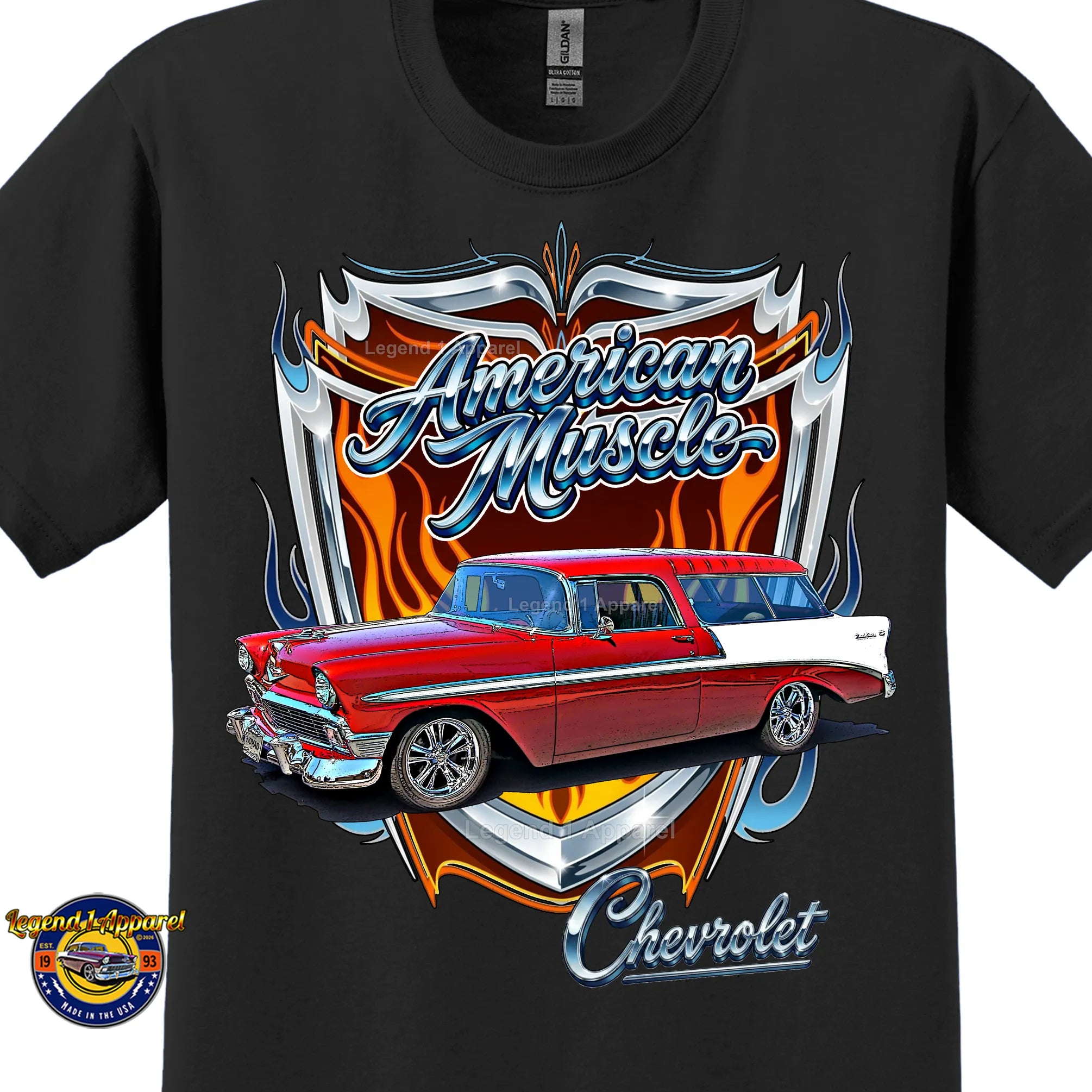 1956 Chevy Bel Air Nomad American Muscle T-Shirt –56 Chevrolet Nomad Classic Car Graphic Tee