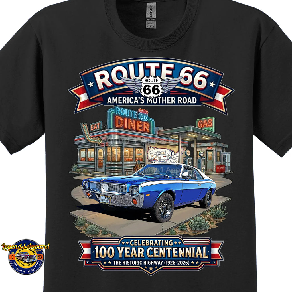 1969 AMC Javelin Classic Car Graphic Tee – Route 66 Centennial T-Shirt (Copy)
