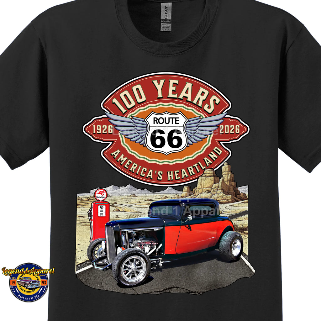 1932 Ford Coupe Classic Car Graphic Tee – Route 66 100 Years T-Shirt