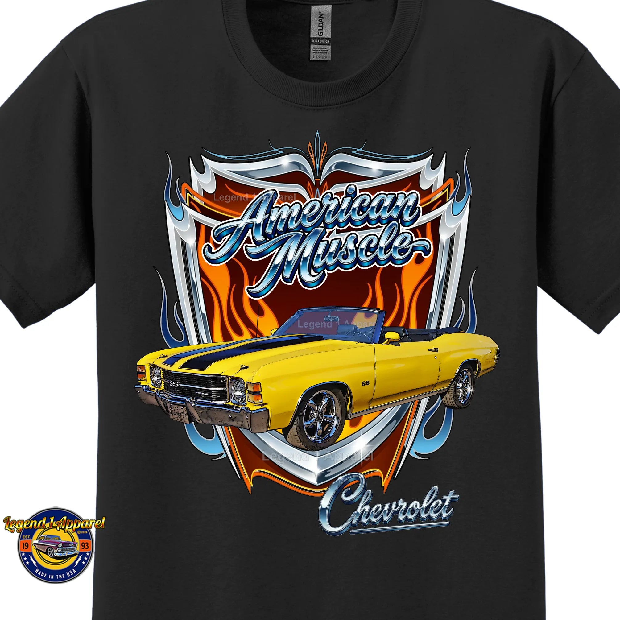 1971 Chevrolet Chevelle SS American Muscle T-Shirt – 71 Chevy Classic Car Graphic Tee