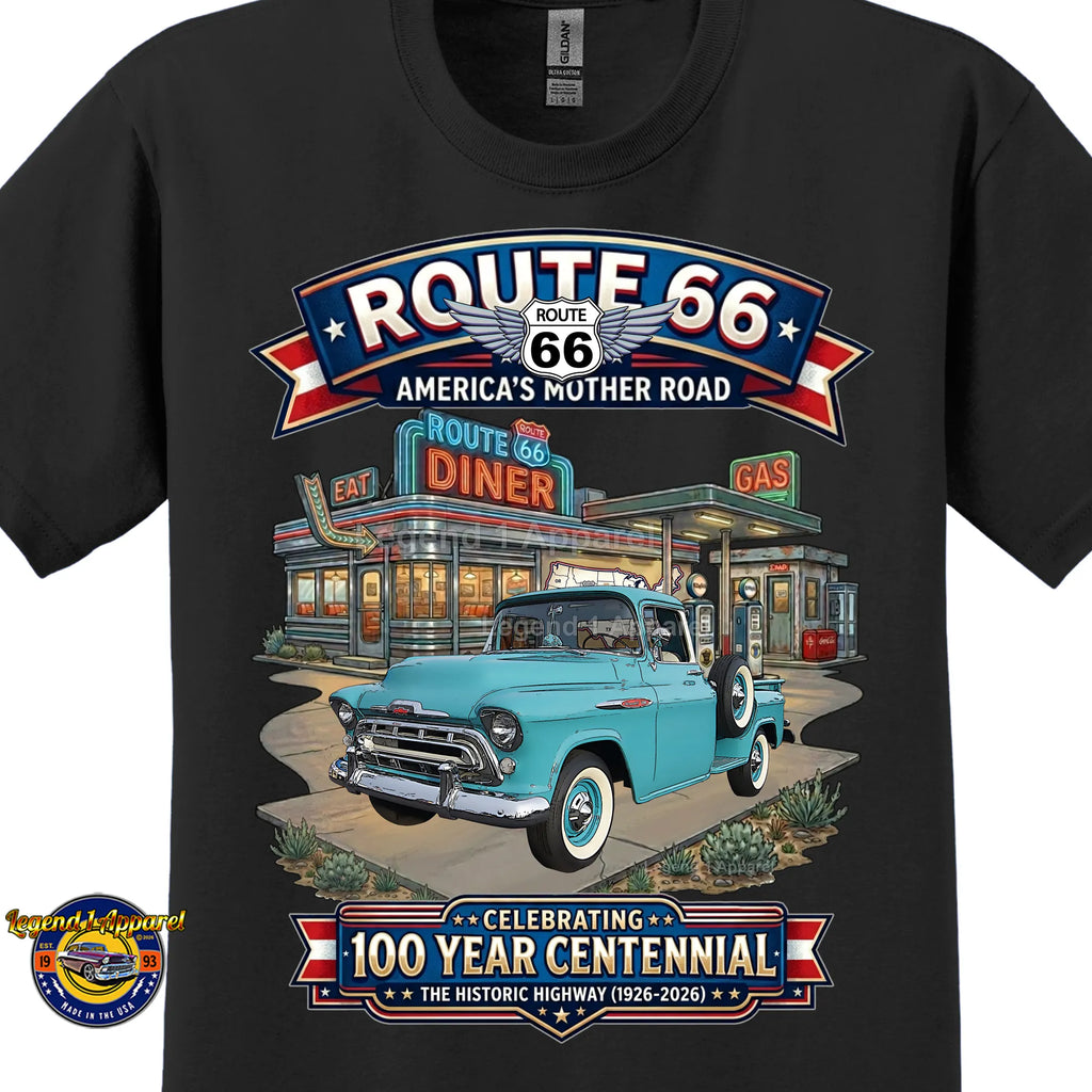 1957 Chevrolet Pick Up 3100 Classic Truck Graphic Tee – Route 66 Centennial T-Shirt