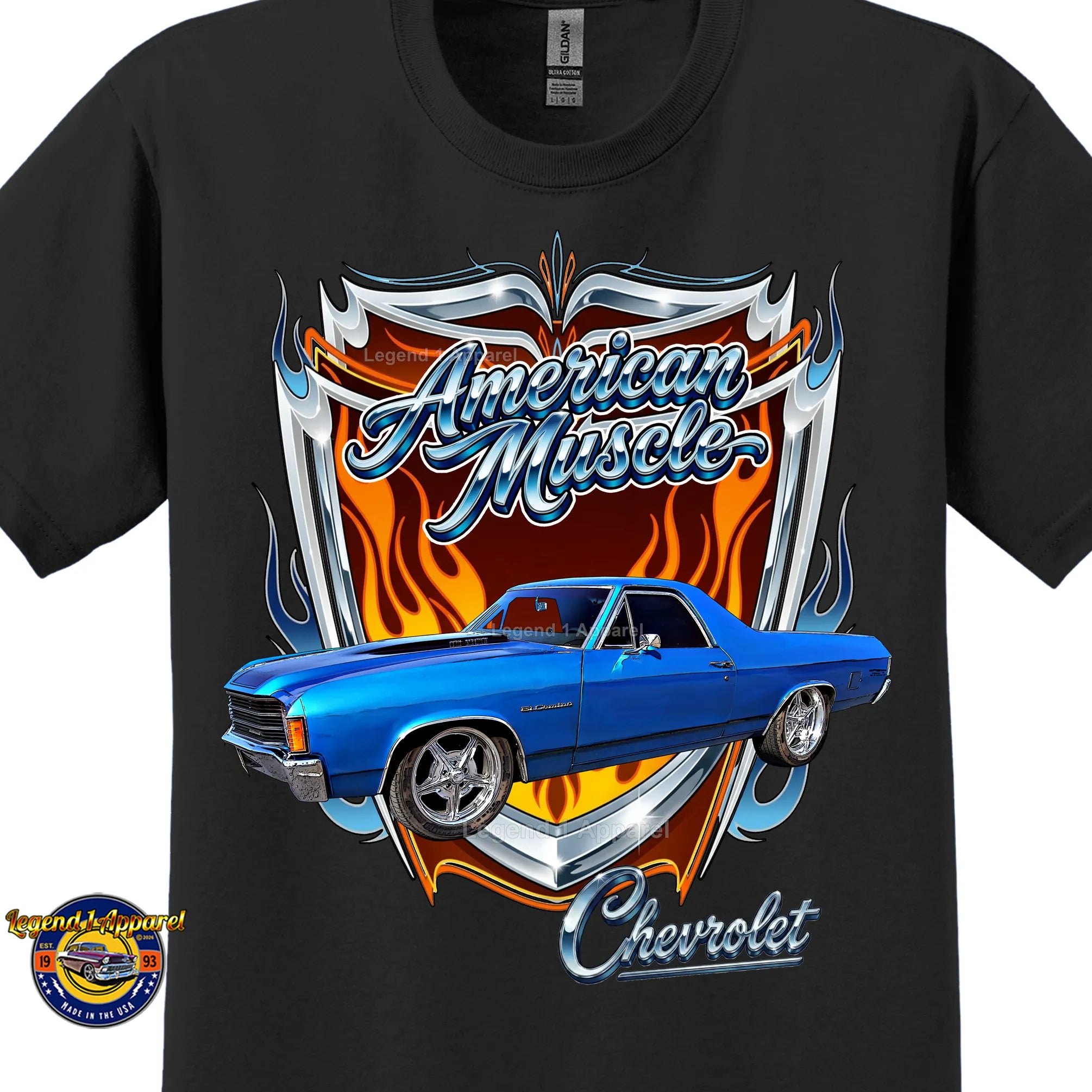 1972 Chevrolet El Camino SS American Muscle T-Shirt – 72 Chevy Classic Truck Graphic Tee