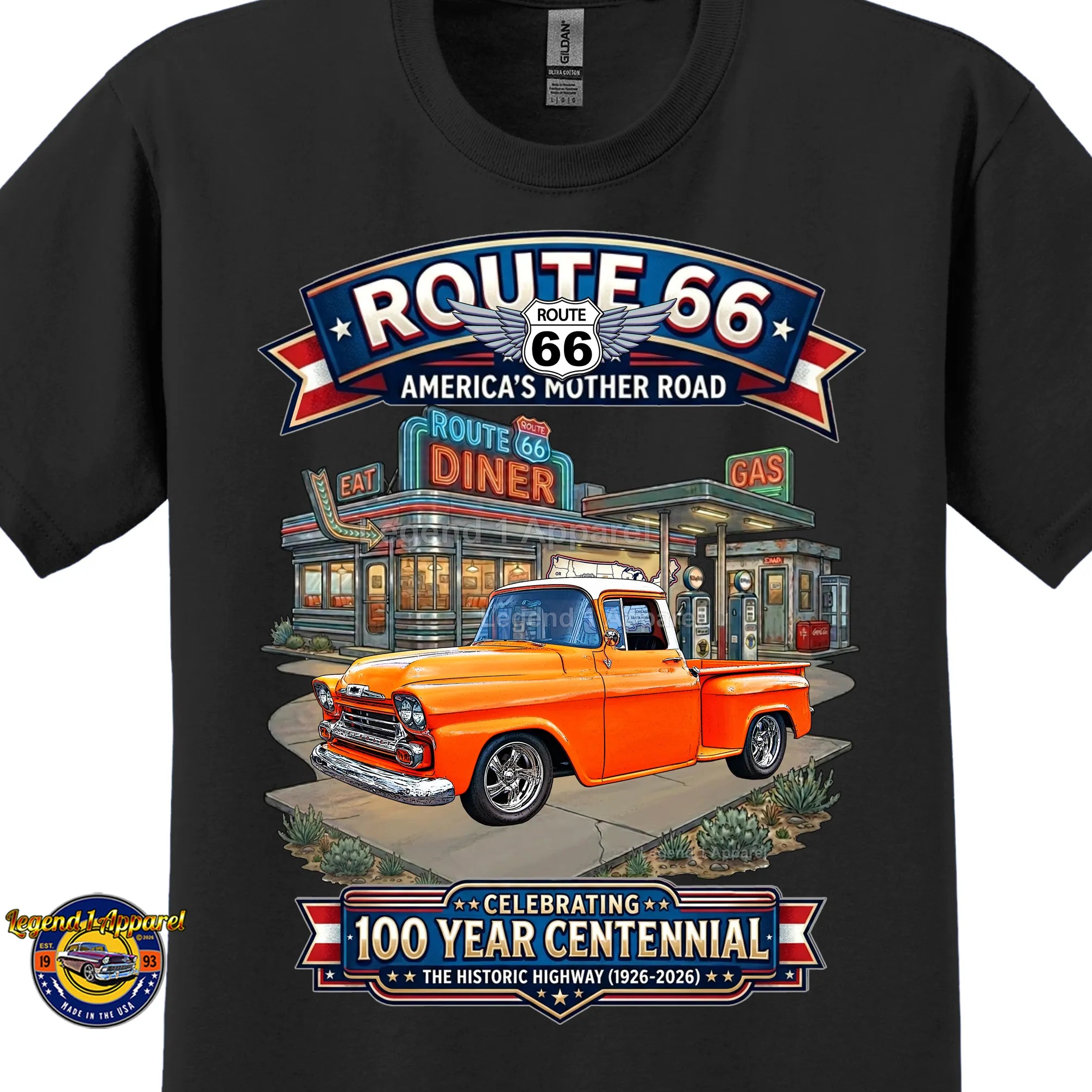 1958 Chevrolet Pick Up Classic Truck Graphic Tee – Route 66 Centennial T-Shirt