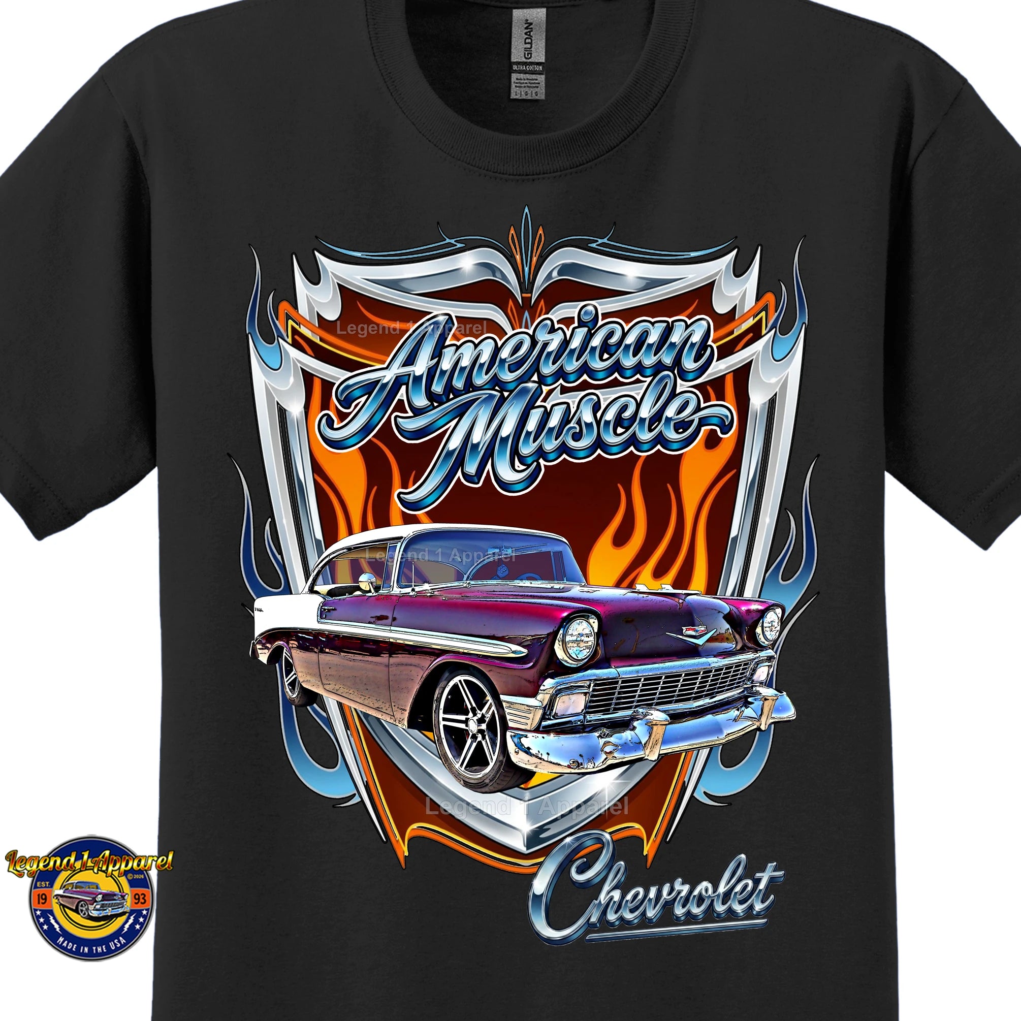 1956 Chevy Bel Air American Muscle T-Shirt –56 Chevrolet Bel Air Classic Car Graphic Tee