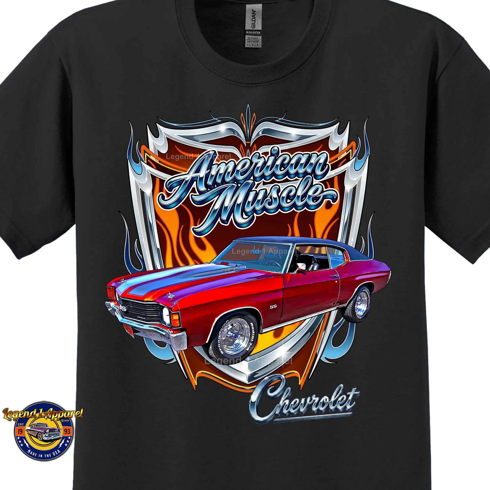 1972 Chevrolet Chevelle SS American Muscle T-Shirt – 72 Chevy Classic Car Graphic Tee