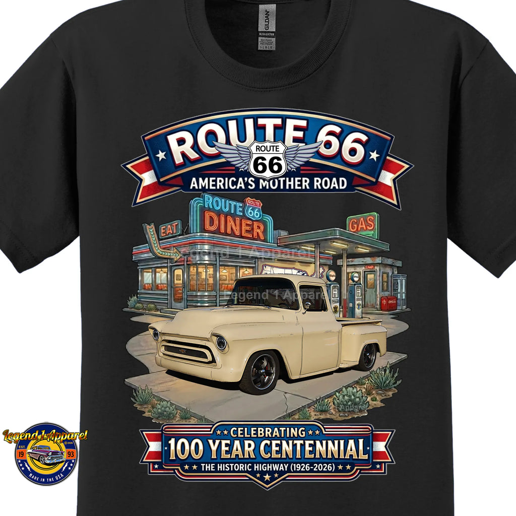 1957 Chevrolet Pick up Classic Truck Graphic Tee – Route 66 Centennial T-Shirt
