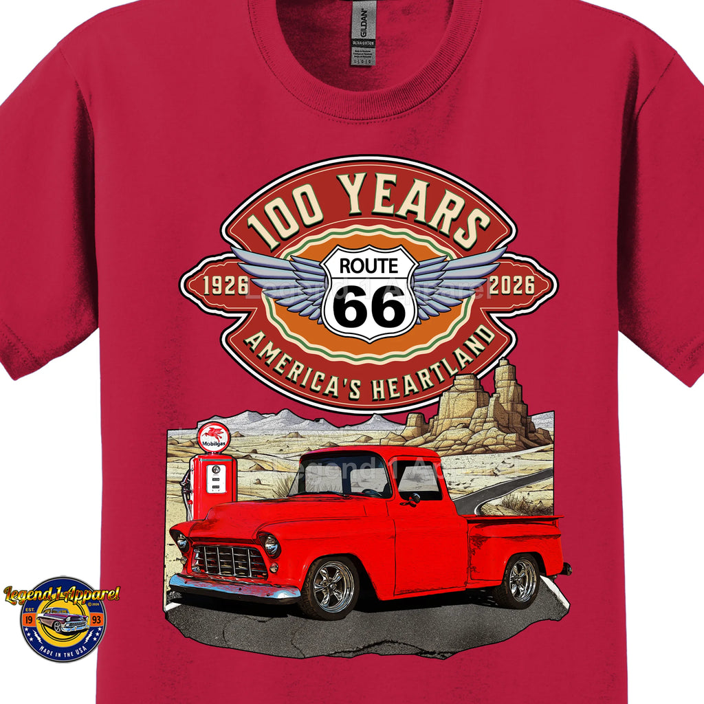 1956 Chevrolet Pick up Classic Truck Graphic Tee – Route 66 100 Years T-Shirt