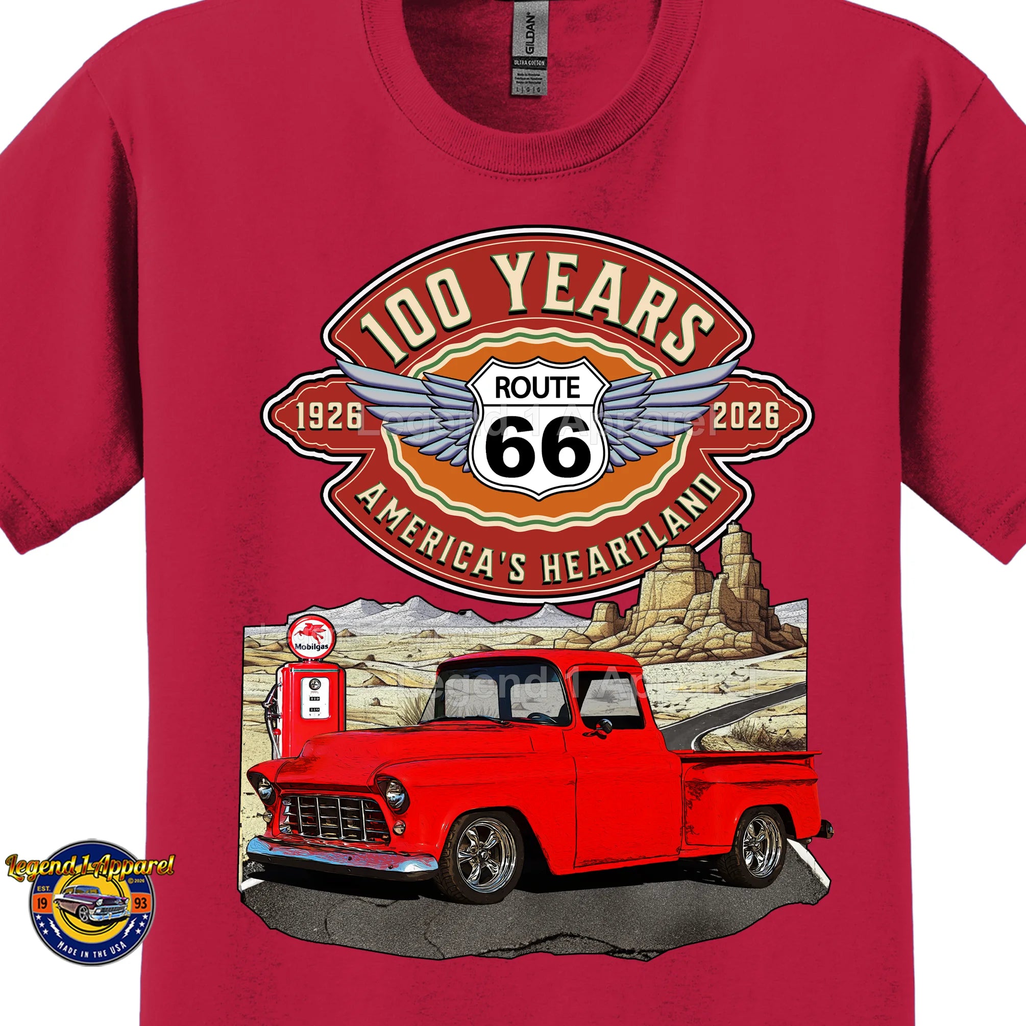 1956 Chevrolet Pick up Classic Truck Graphic Tee – Route 66 100 Years T-Shirt