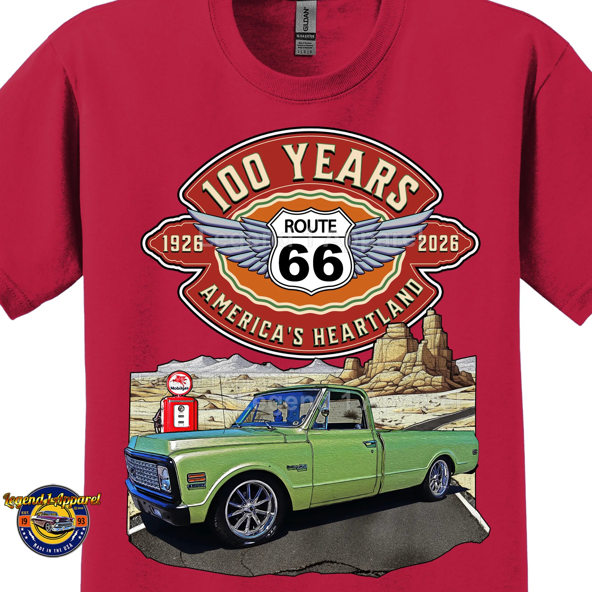 1972 Chevrolet Pick up Classic Truck Graphic Tee – Route 66 100 Years T-Shirt