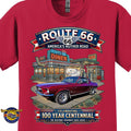 1967 Ford Mustang Fastback Classic Car Graphic Tee – Route 66 Centennial T-Shirt