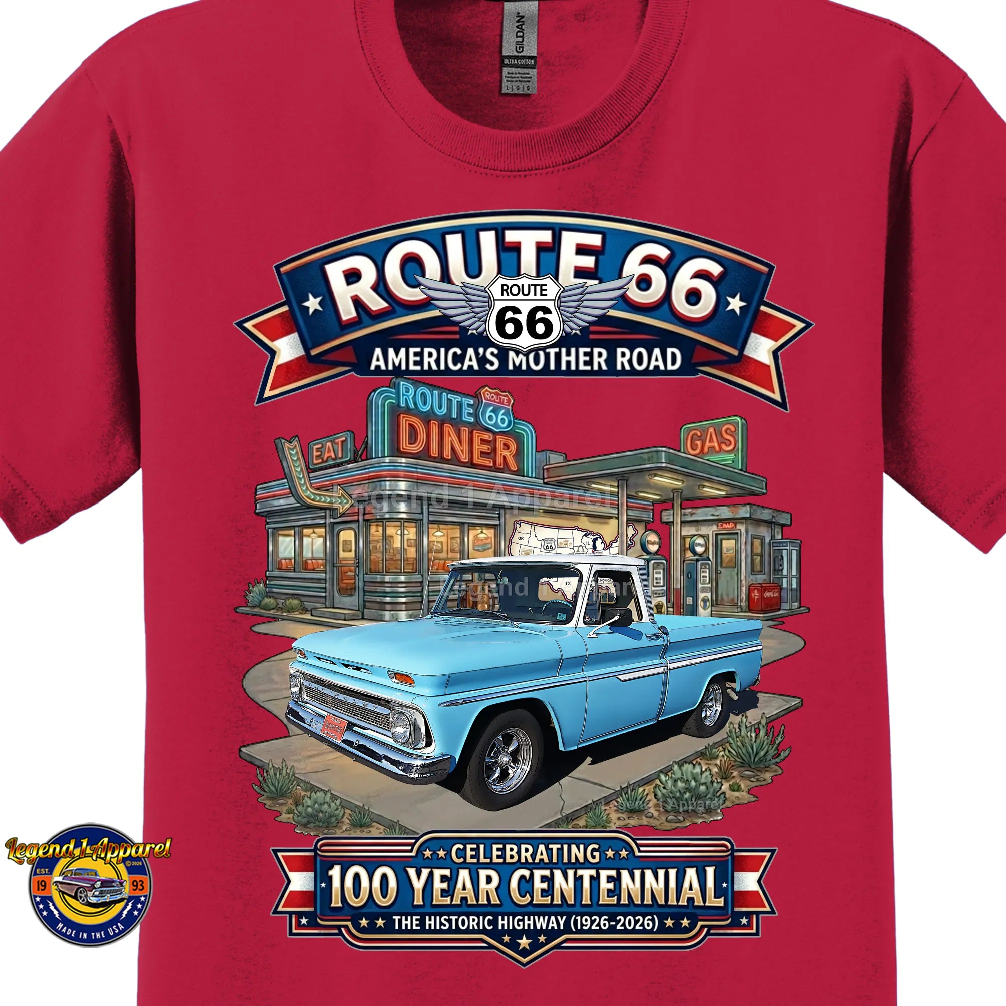 1964 Chevrolet Pick Up Classic Truck Graphic Tee – Route 66 Centennial T-Shirt