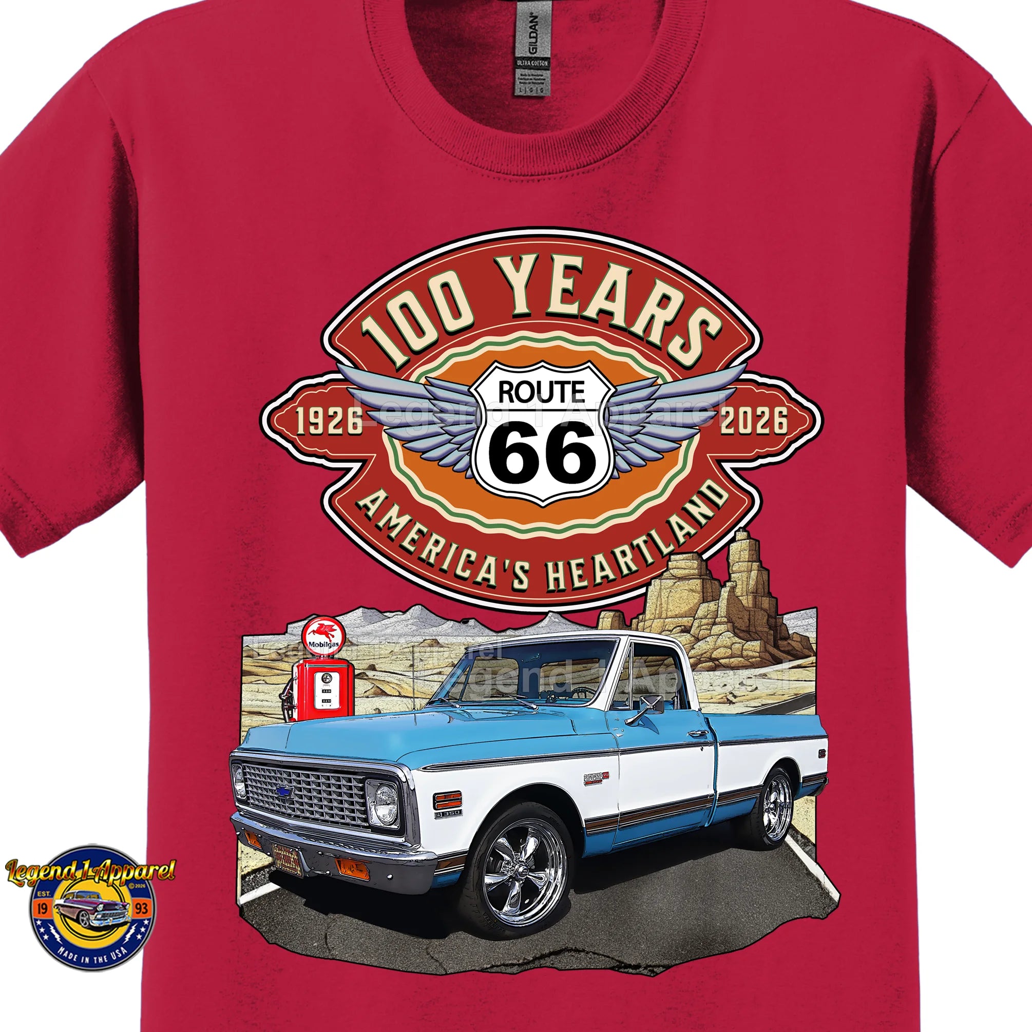 1972 Chevrolet Pick up Classic Truck Graphic Tee – Route 66 100 Years T-Shirt
