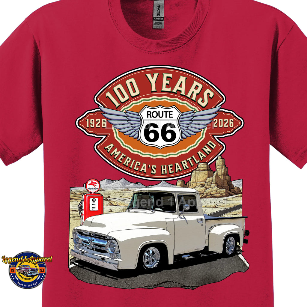 1956 Ford Pick Up Classic Truck Graphic Tee – Route 66 100 Years T-Shirt