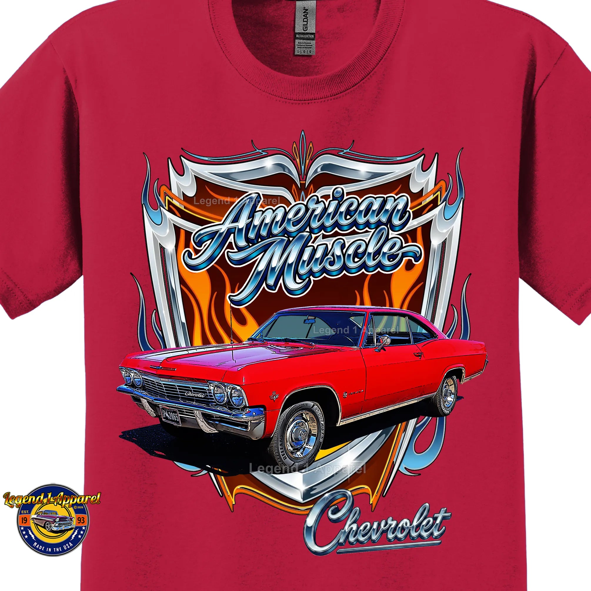 1965 Chevrolet Impala SS American Muscle T-Shirt – 65 Chevy Classic Car Graphic Tee