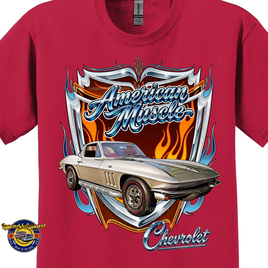 1965 Chevrolet Corvette C2 American Muscle T-Shirt – 65 Chevy Classic Car Graphic Tee
