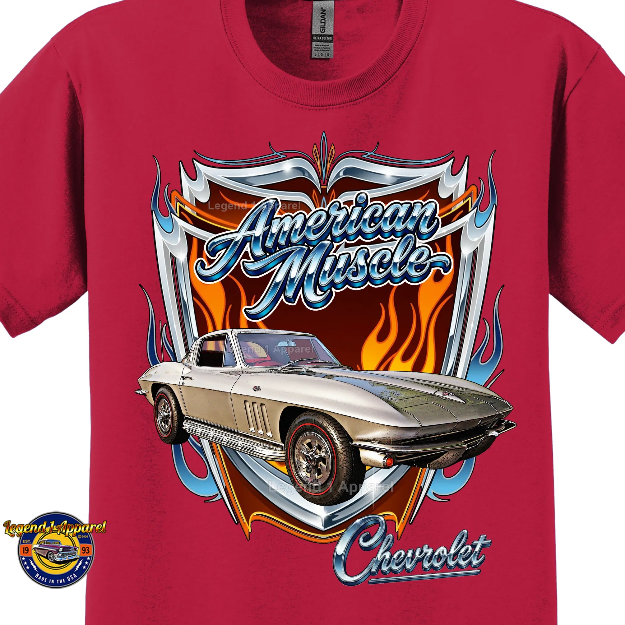 1965 Chevrolet Corvette C2 American Muscle T-Shirt – 65 Chevy Classic Car Graphic Tee