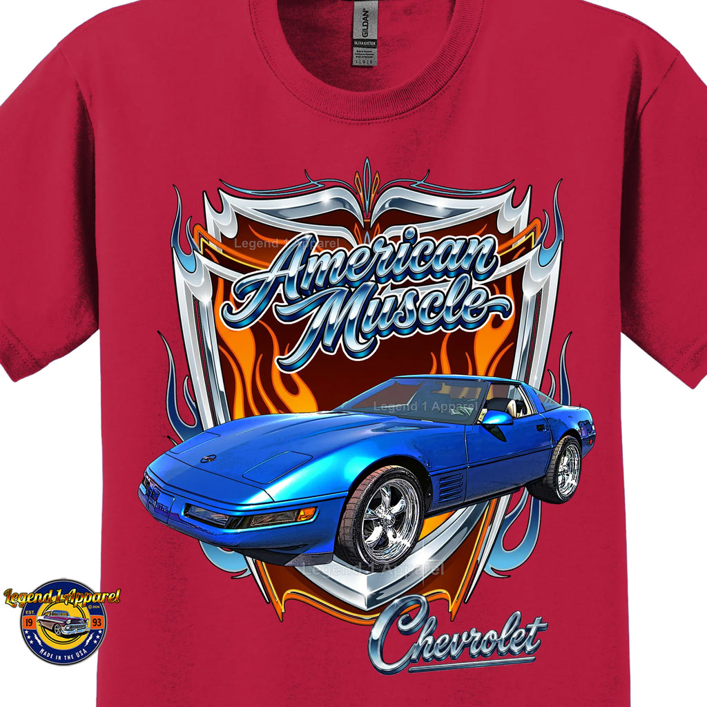 1992 Chevrolet Corvette C4 American Muscle T-Shirt – 92 Chevy Classic Car Graphic Tee