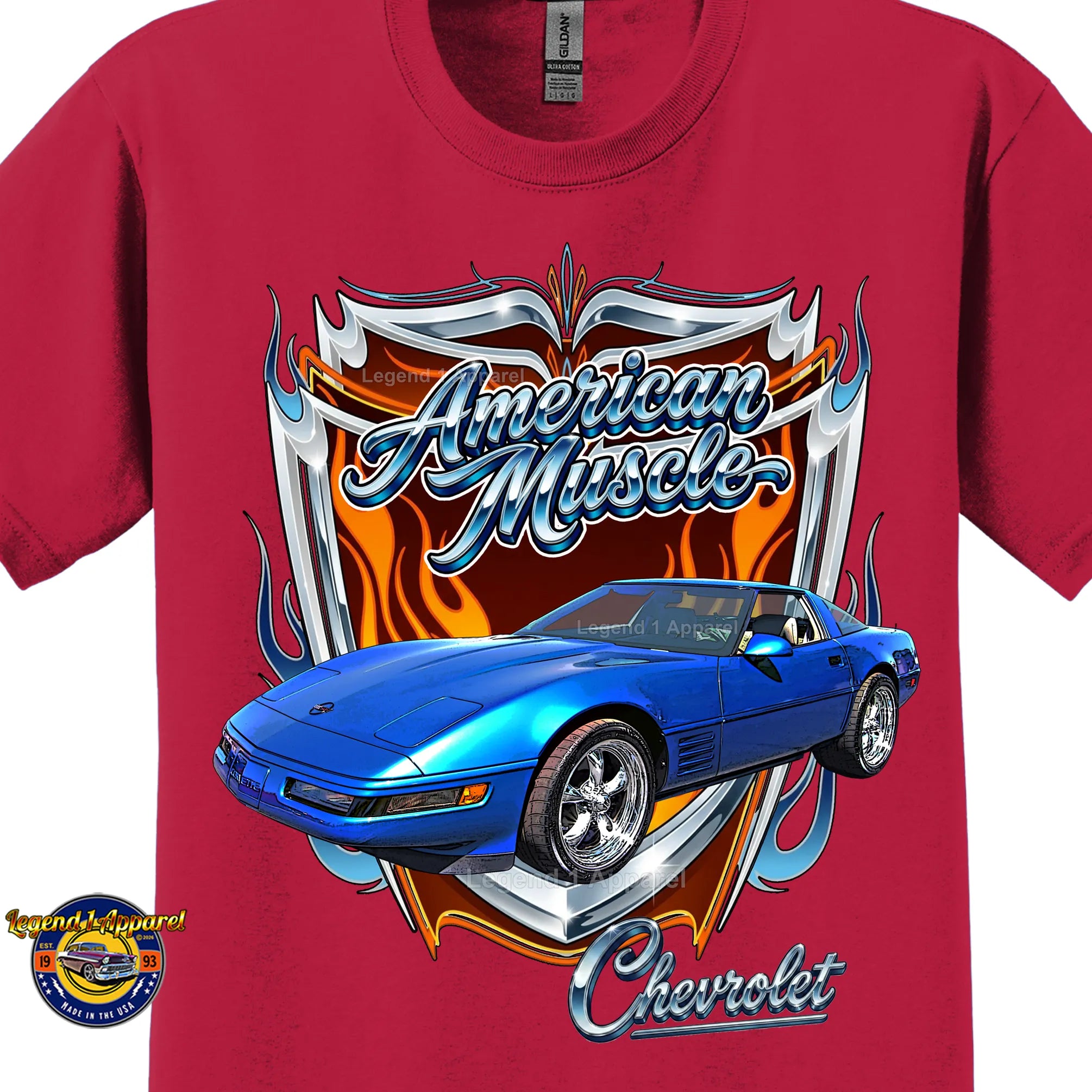 1992 Chevrolet Corvette C4 American Muscle T-Shirt – 92 Chevy Classic Car Graphic Tee