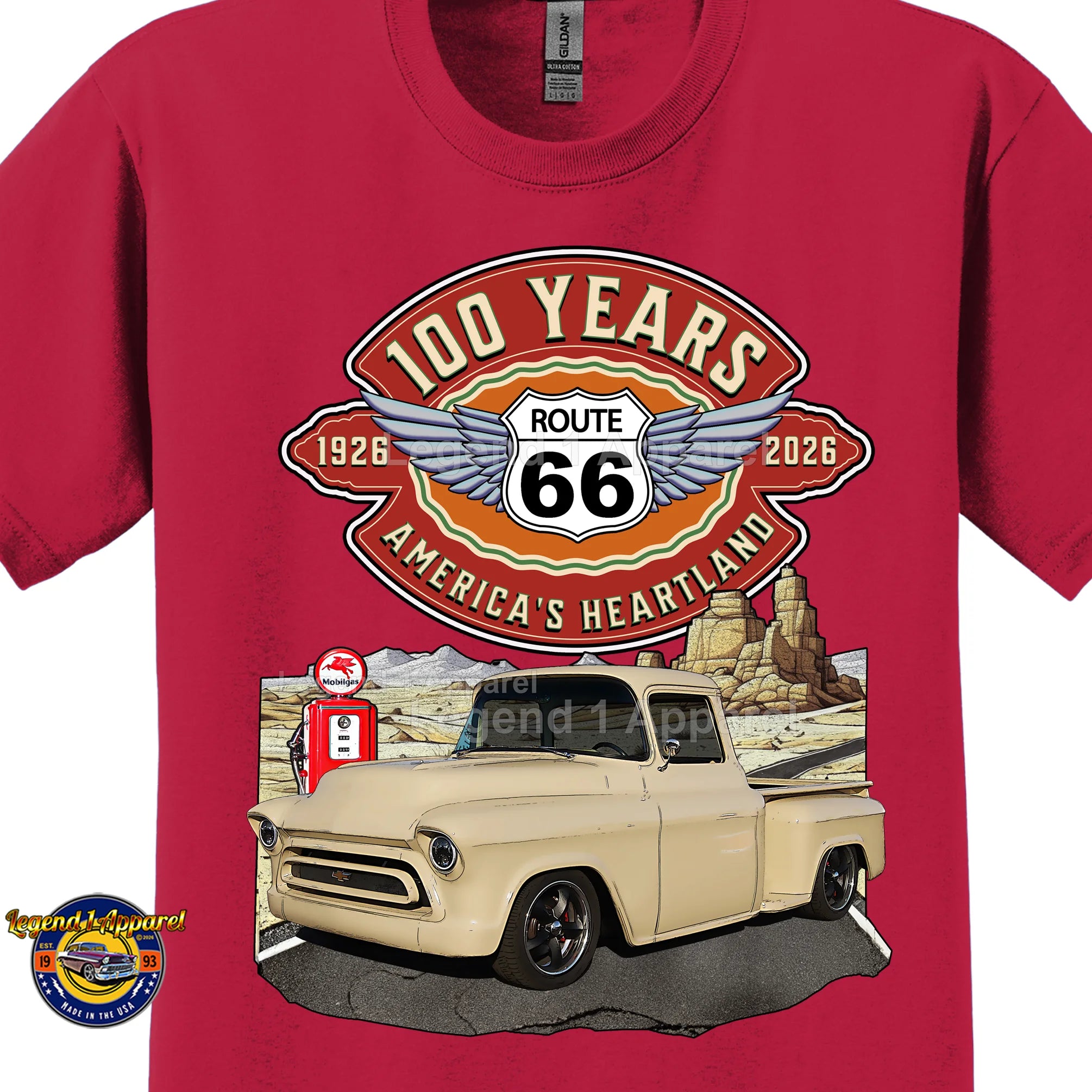 1957 Chevrolet Pick up Classic Truck Graphic Tee – Route 66 100 Years T-Shirt