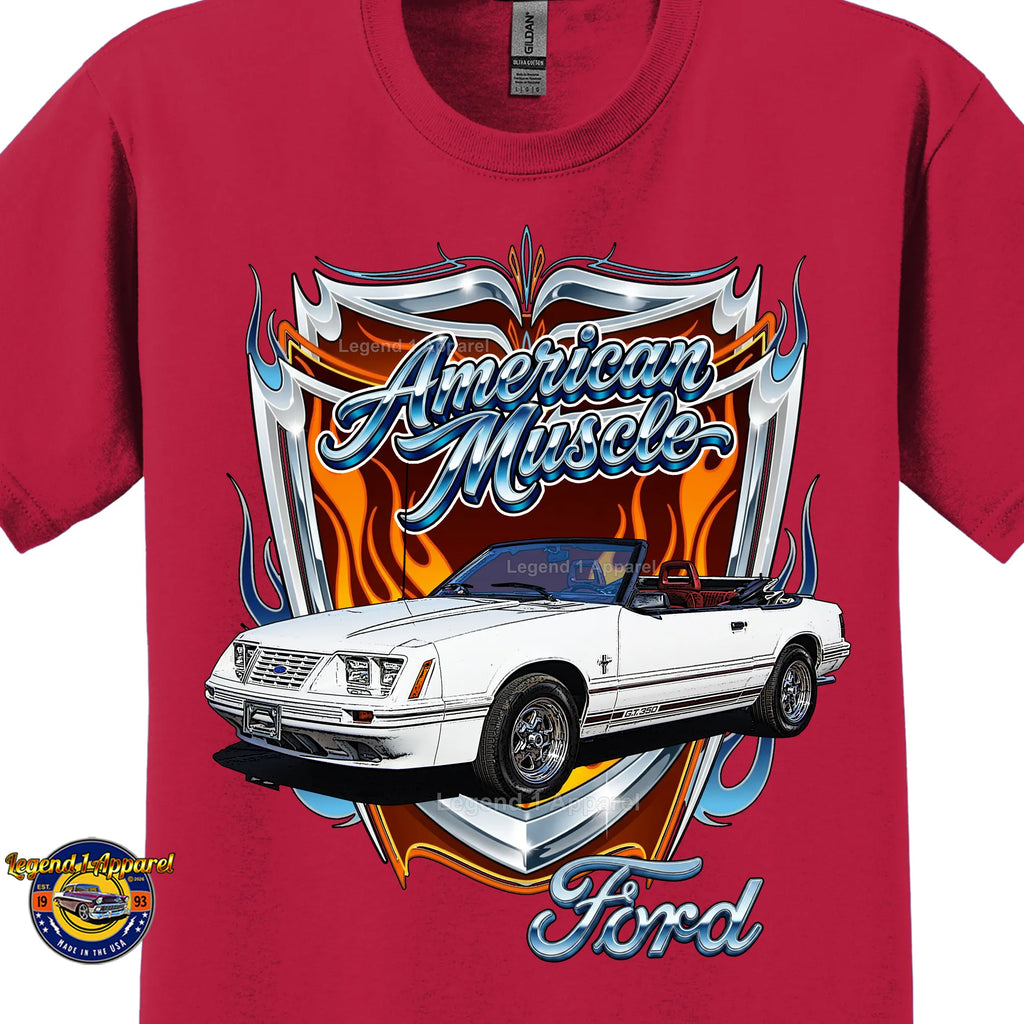 1984 Ford Mustang GT Classic Car Graphic Tee – American Muscle T-Shirt
