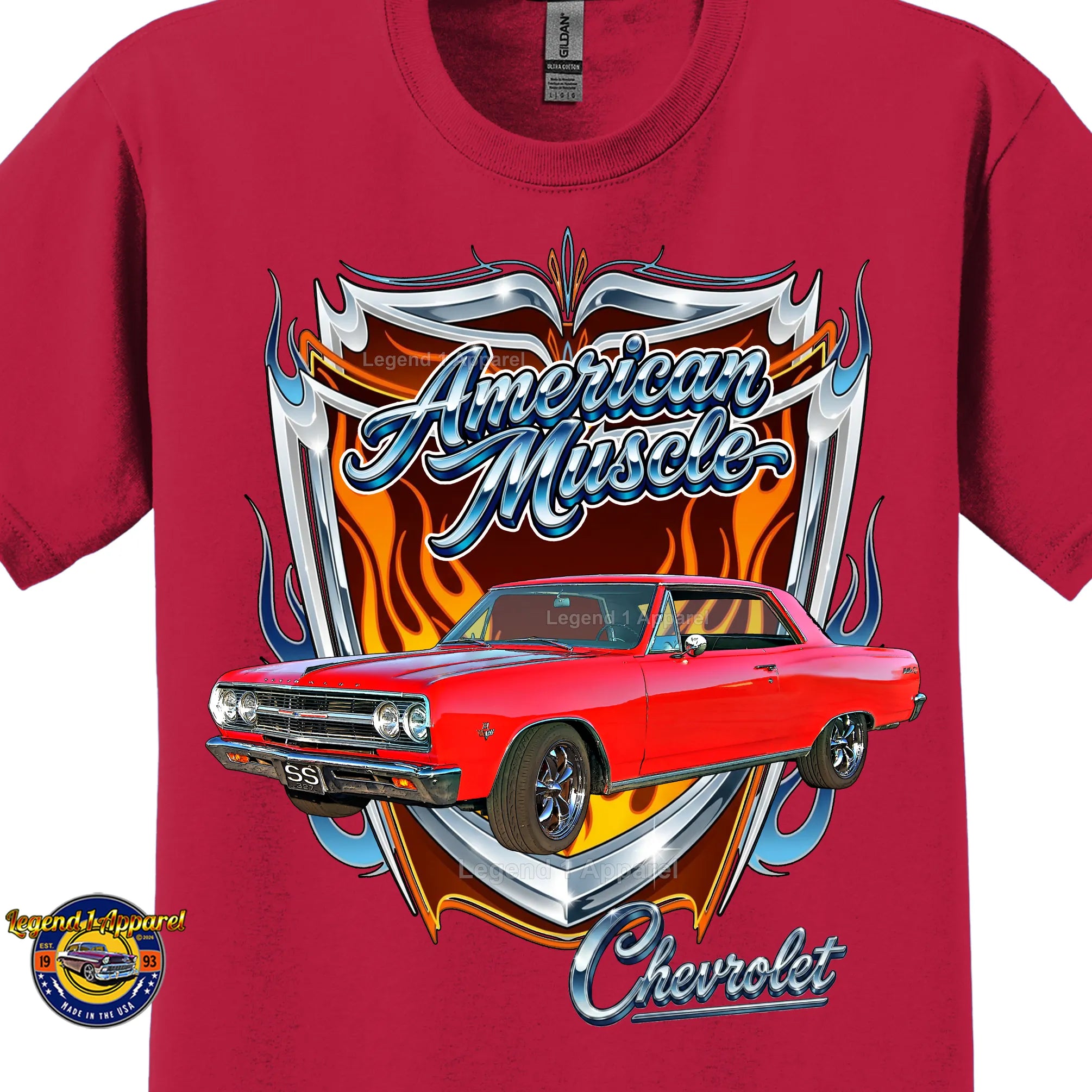 1965 Chevrolet Chevelle SS American Muscle T-Shirt – 65 Chevy Classic Car Graphic Tee