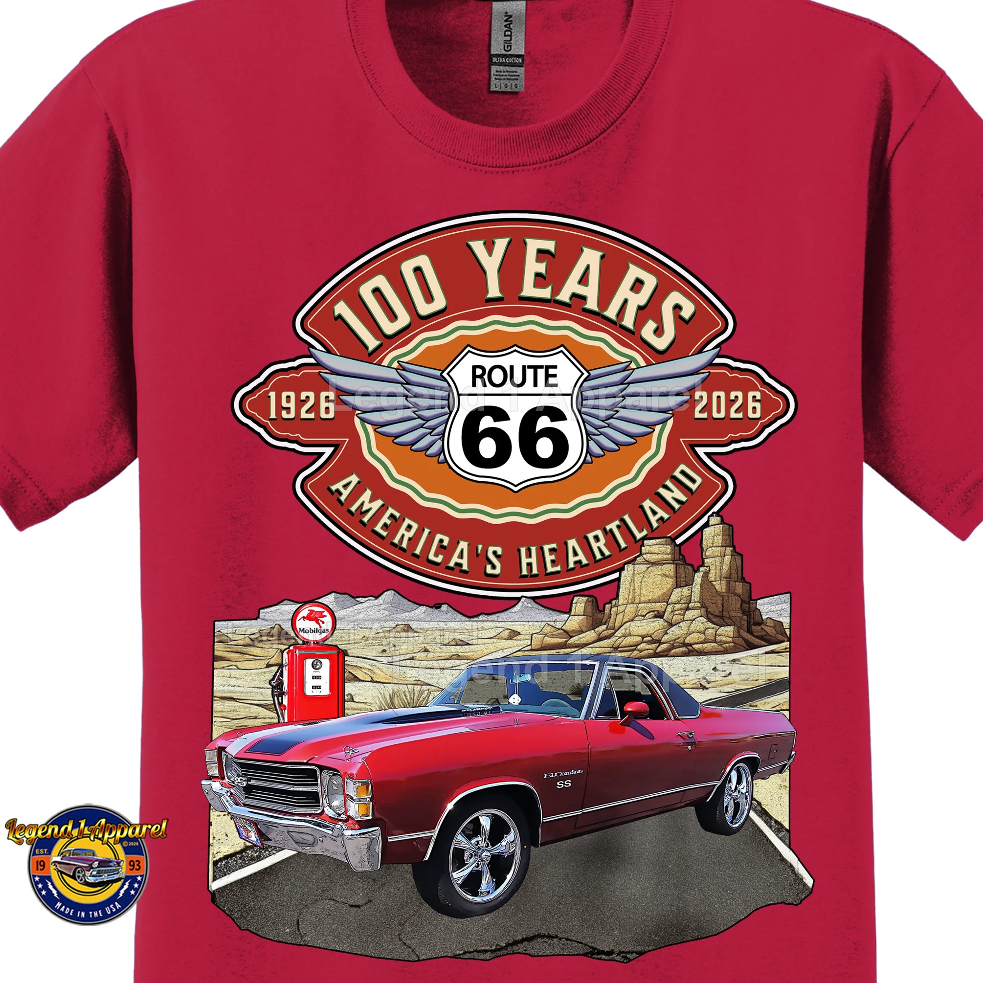 1971 Chevrolet El Camino Classic Truck Graphic Tee – Route 66 100 Years T-Shirt (Copy)
