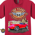 1974 Chevrolet Corvette C3 Classic Car Graphic Tee – Route 66 100 Years T-Shirt