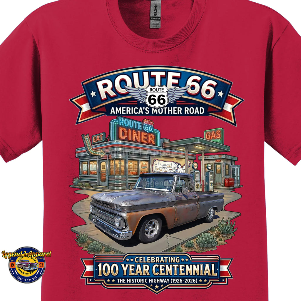 1965 Chevrolet Pick Up Classic Truck Graphic Tee – Route 66 Centennial T-Shirt