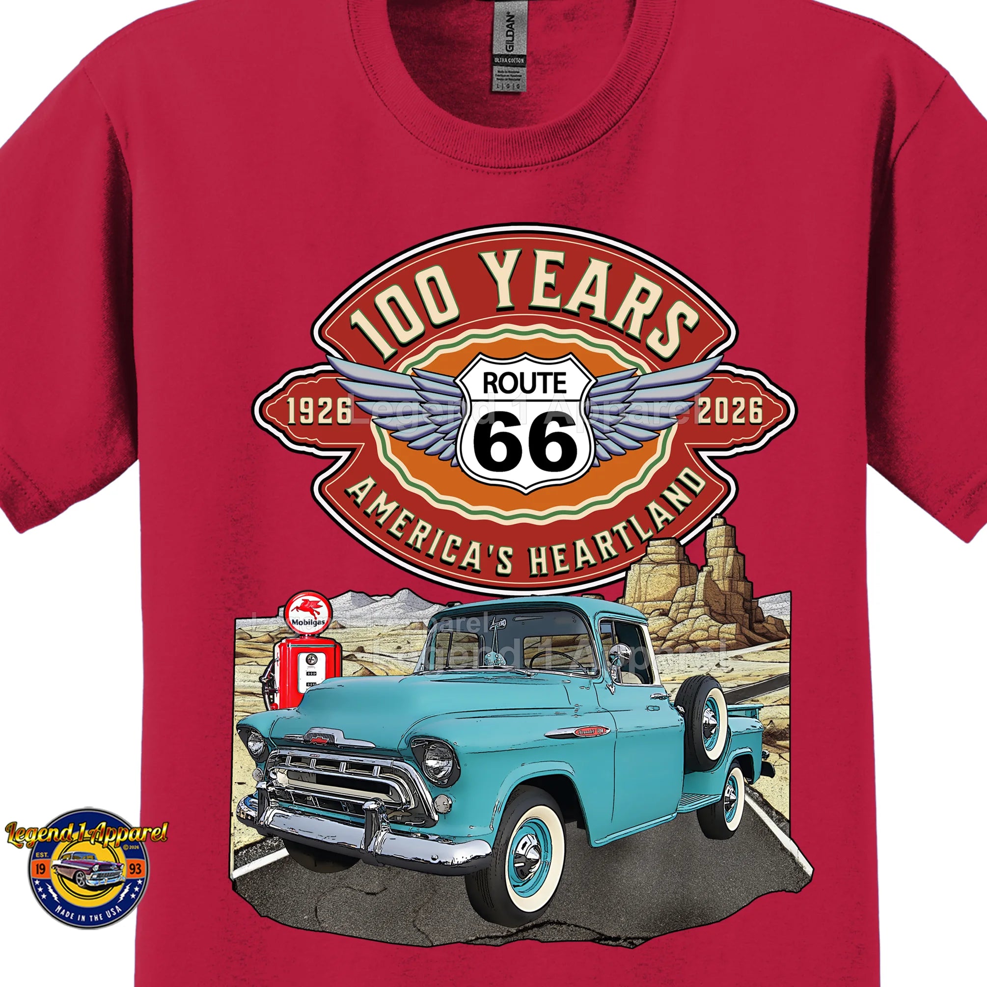1957 Chevrolet Pick up Classic Truck Graphic Tee – Route 66 100 Years T-Shirt