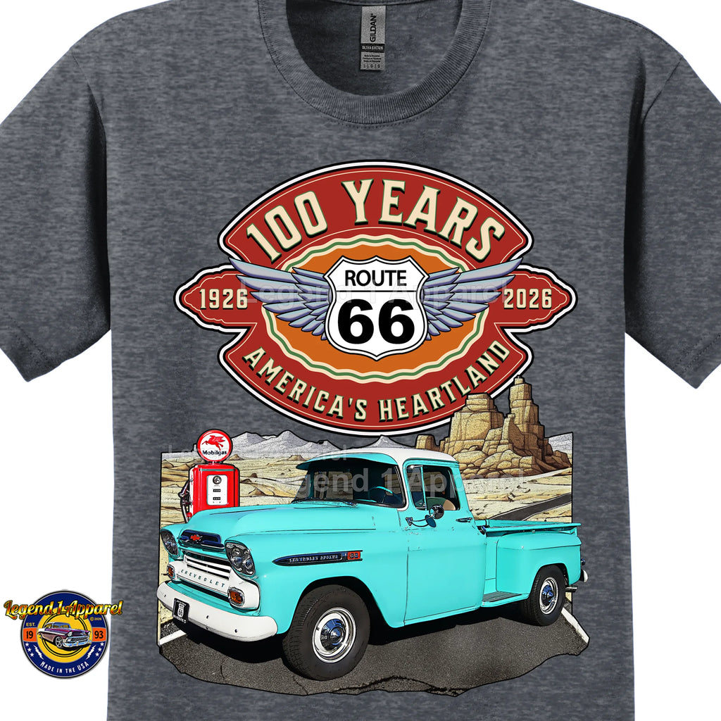 1959 Chevrolet Pick up Classic Truck Graphic Tee – Route 66 100 Years T-Shirt